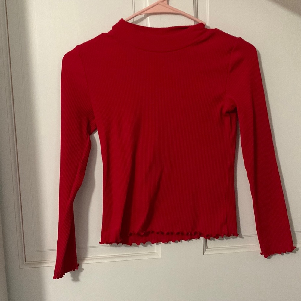 Red Long sleeve moc neck